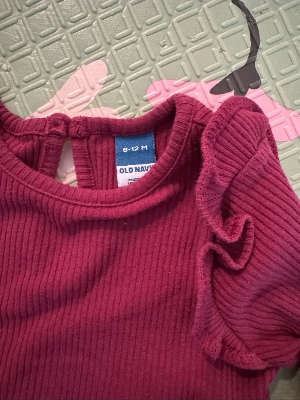 Old Navy Burgundy Ribbed Long-Sleeve One-Piece Romper